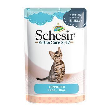 Schesir Kitten Care Tuna ШЕЗІР ТУНЕЦЬ ДЛЯ КОШЕНЯТ повнораціонний вологий корм консерви в желе для кошенят, пауч 85г 171030 фото