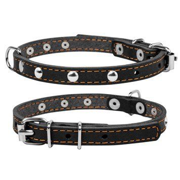 Нашийник "CoLLaR одинарний з прикрасами (ширина 14мм, довжина 27-35см) чорний 00041 фото