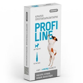 Краплі ProVET PROFILINE від бліх та кліщів для собак до 4 кг 4823082431052 фото