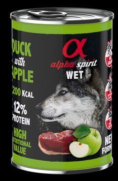 Повнораціонний вологий корм Alpha Spirit Duck with Green Apple з качкою та зеленими яблуками для дорослих собак 400 г as969985 фото