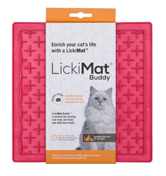 LickiMat Buddy Каучуковий килимок для ласощів для котів рожевий 00838 фото
