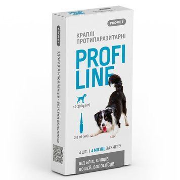 Краплі ProVET PROFILINE від бліх, вошей, волосоїдів та кліщів для собак 10&ndash;20 кг 4823082431038 фото
