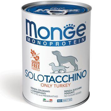 Монопротеїновий вологий корм Monge Dog Solo 100% для собак, з індичкою 70014229 фото