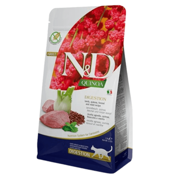 Сухий дієтичний корм Farmina N&D Quinoa Digestion ADULT для котів, рекомендований у разі порушень травлення ягням та кіноа, 300 г 179967 фото