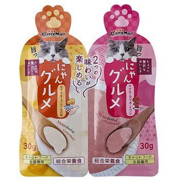 CattyMan Complete Twins Pouch КЕТТІМЕН ДВА СМАКИ: КУРКА СИР ІКРА ТА ТУНЕЦЬ МАКРЕЛЬ САРДИНА крем-пюре, рідкий корм для котів Z1533 фото