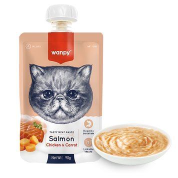 Wanpy Salmon Chicken & Carrot ВАНПІ КРЕМ-ПЮРЕ ЛОСОСЬ І КУРКА З МОРКВОЮ рідкий корм для котів RAС-40 фото