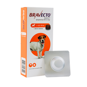 Бравекто Bravecto 250 мг жувальна таблетка для собак 4,5&ndash;10 кг MSD14651 фото
