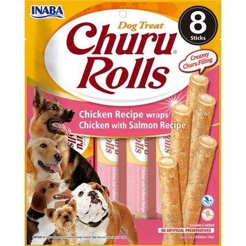 Ласощі INABA "Churu Rolls" для собак, курка з лососем 8*12 гр EUD732 фото