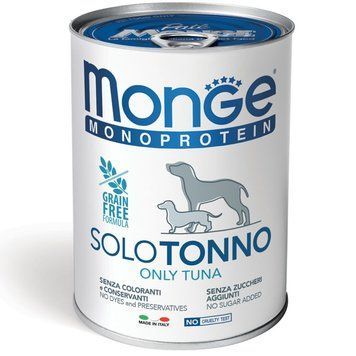 Монопротеїновий вологий корм Monge Dog Solo 100% для собак, з тунцем 70014243 фото