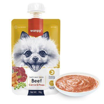 Wanpy Beef Carrot & Pea ВАНПІ КРЕМ-ПЮРЕ ЯЛОВИЧИНА З МОРКВОЮ рідкий корм для собак RA-64 фото