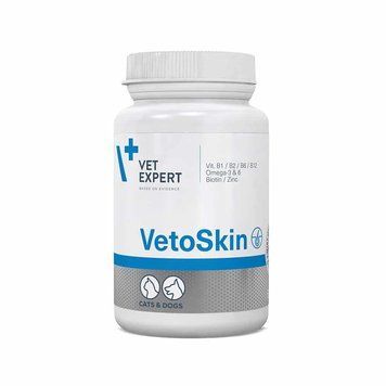 Vet Expert VetoSkin Нутрицевтична добавка для підтримання здоров'я шкіри та якості шерсті у котів і собак, 90 капс. 58266 фото