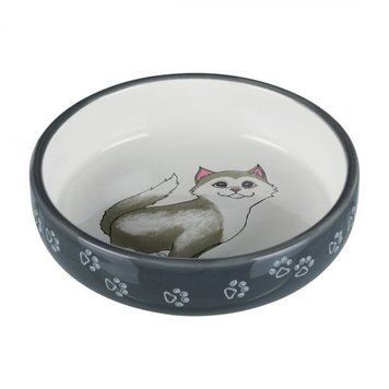 Миска керамічна Trixie для короткомордих порід котів 300 мл / 15 см (сіра) TX-24784 фото