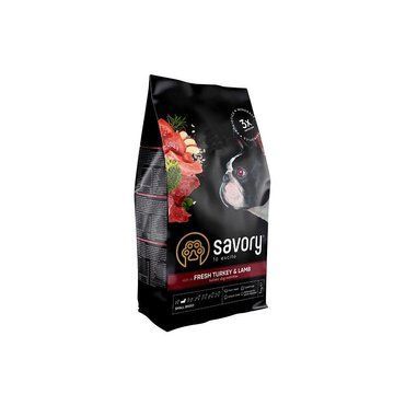 Сухий корм для собак малих порід Savory Small Breed rich in Fresh Turkey and Lamb зі свіжим м&rsquo;ясом індички та ягнятиною, 1 кг 4820232630341 фото