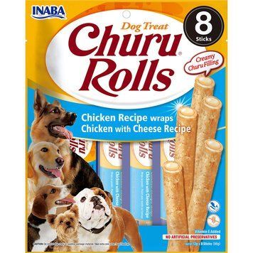 Ласощі INABA "Churu Rolls" для собак, курка з сиром 8*12 гр EUD733 фото