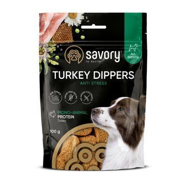 Монопротеїнові ласощі для собак Savory антистрес, з індичкою 100 г 1111218303 фото
