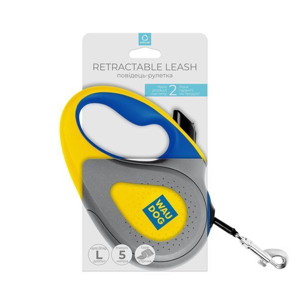 Повідець-рулетка для собак WAUDOG R-leash, малюнок "Colors of freedom", XS, до 12 кг, 3 м, світловідбивна стрічка 380-4020 фото