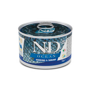 Вологий корм Farmina N&D Grain Free Ocean Herring&Shrimp Adult Mini для собак дрібних порід з оселедцем, тріскою, тунцем та креветкою, 140 г 178936 фото