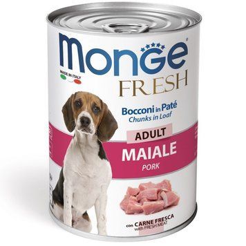 Паштет Monge Dog Wet FRESH зі шматочками м&rsquo;яса Свинини 70014465 фото