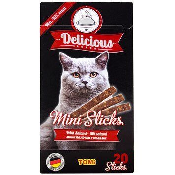 TOMi Delicious Mini Sticks Salami ТОМІ ДІЛІШЕС САЛЯМІ ласощі для котів 490723 фото