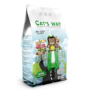 Бентонітовий наповнювач CAT'S WAY алое вера + зелені гранули, 5л 5л CATS WAY Зелений фото