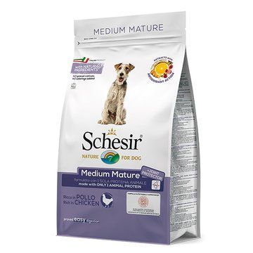 Schesir Dog Medium Mature ШЕЗІР ЛІТНІХ СЕРЕДНІХ КУРКА сухий монопротеїновий корм для літніх або малоактивних собак середніх порід ШСПСК3 фото