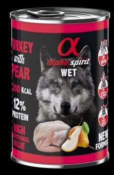 Повнораціонний вологий корм Alpha Spirit Turkey with Pear з індичкою та грушами для дорослих собак 400 г as576178 фото