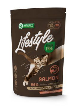 Nature's Protection Lifestyle Growing Salmon Сухий беззерновий корм для кошенят з лососем, 400 г NPLS45952 фото