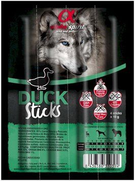 Ласощі для собак Alpha Spirit Sticks напіввологі беззернові палички з качкою 4 шт х 10 г as5108405 фото