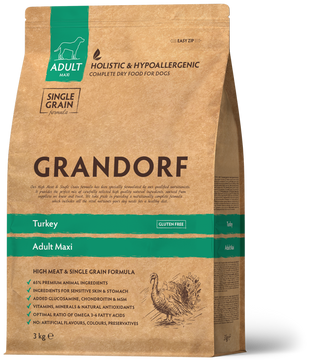 Grandorf Turkey Adult Maxi Breeds - Грандорф Сухий комплексний корм для дорослих собак великих порід з індичкою, 3 кг 5404009517906 фото