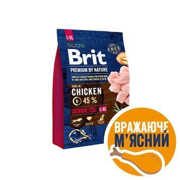 Корм сухий Brit Premium Dog Senior L+XL для собак похилого віку великих та гігантських порід вагою 25-90 кг з куркою 3 кг 1111150966 фото