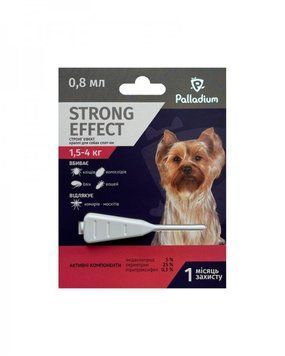 Краплі на холку від бліх і кліщів Palladium Strong Effect для собак від 1,5 до 4 кг 1 піпетка 0,8 мл 206000 фото