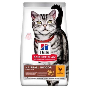 Hill's SCIENCE PLAN Adult Hairball Indoor Сухий корм для виведення грудочок шерсті зі шлунково-кишкового тракту у дорослих домашніх котів, з куркою, 0,3 кг 604112 фото
