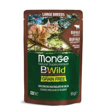 Вологий корм Monge Cat Bwild Grain Free Wet з м'ясом буйвола для котів великих порід 70012751 фото