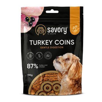 Джерки Savory Puppy Coins With Turkey, монетки для цуценят з індичкою, 100 г 1111195873 фото