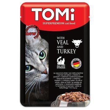 TOMi Superpremium Veal Turkey ТОМИ ТЕЛЯТИНА ІНДИЧКА консерви для котів, вологий корм, пауч 100г 465165 фото
