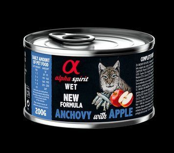 Повнораціонний вологий корм Alpha Spirit Anchovy with Red Applе з анчоусами та яблуками для дорослих котів 200 г as969183 фото