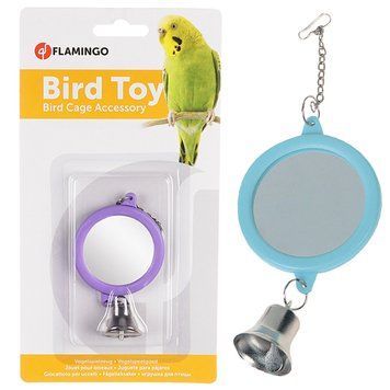 Flamingo Mirror Round+Bell ФЛАМІНГО КРУГЛЕ ДЗЕРКАЛО З ДЗВІНОЧКОМ іграшка для папуг 100289 фото