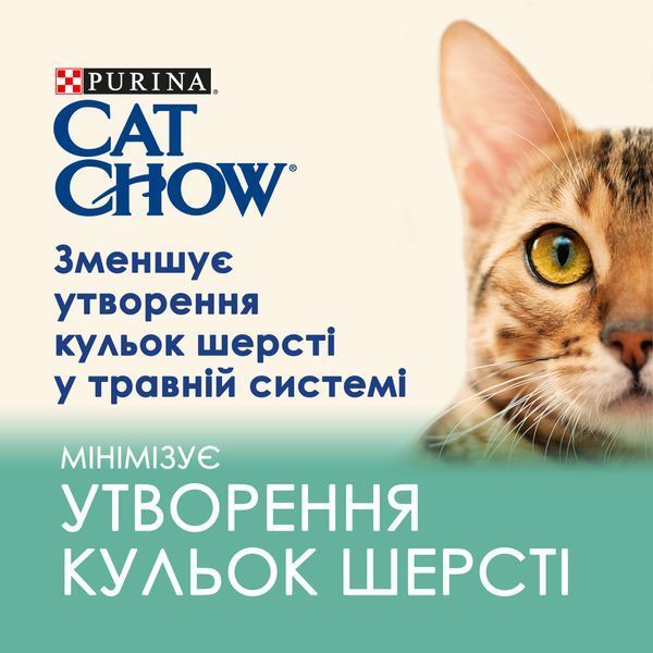 Вологий корм CAT CHOW Hairball для дорослих котів для зменшення утворення кульок шерсті у травному тракті, шматочки у підливці, з куркою та зеленою квасолею, 85 г 7613037031393 фото