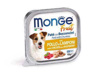 Паштет Monge Dog Wet FRUIT зі шматочками м&rsquo;яса Курки та Малина 70013215 фото