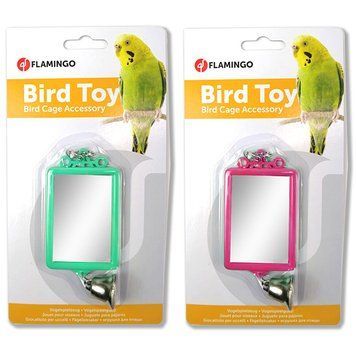 Flamingo Mirror Straight+Bell ФЛАМІНГО ПРЯМОКУТНЕ ДЗЕРКАЛО З ДЗВІНОЧКОМ іграшка для папуг 100290 фото