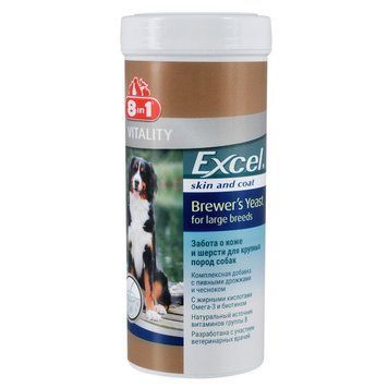 Вітаміни 8in1 Excel &laquo;Brewers Yeast Large Breed&raquo; для собак великих порід, пивні дріжджі з часником, 80 шт (для шкіри та шерсті) 4048422109525 фото