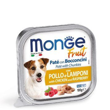Паштет Monge Dog Wet FRUIT зі шматочками м&rsquo;яса Курки та Малина 70013215 фото