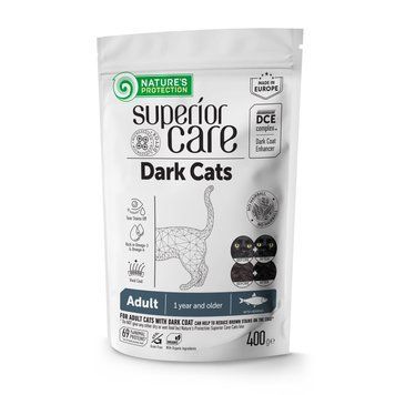 Nature's Protection Superior Care Dark Cats Grain Free Herring Сухий беззерновий корм для дорослих котів з темним забарвленням з оселедцем, 400 г NPSC47780 фото
