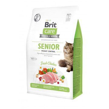 Сухий корм Brit Care Cat GF Senior Weight Control для котів похилого віку з надмірною вагою, курка, 400 г 8595602540952 фото
