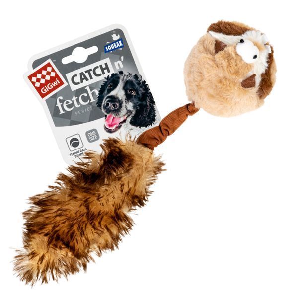 Іграшка для собак Борсук з 2-ма пищалками GiGwi Catch&fetch, штучне хутро, 26 см 75039 фото