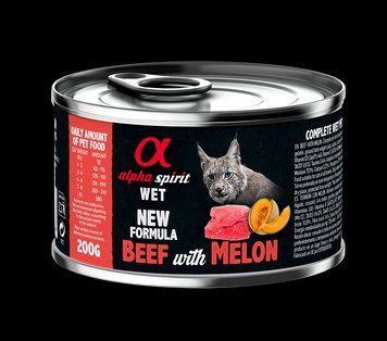 Повнораціонний вологий корм Alpha Spirit Beef with Melon з яловичиною та динею для дорослих котів 200 г (as969008) as969008 фото