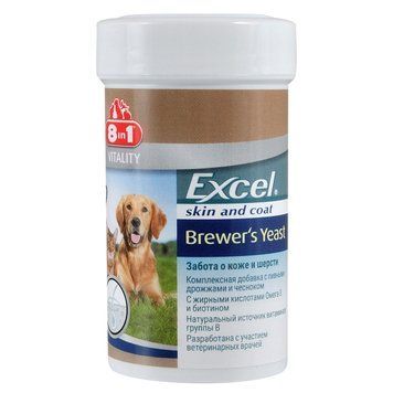 Вітаміни 8in1 Excel &laquo;Brewers Yeast&raquo; для собак та котів, пивні дріжджі з часником, 140 шт (для шкіри та шерсті) 4048422109495 фото