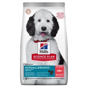 Hill&rsquo;s SCIENCE PLAN Adult Hypoallergenic Large Breed Сухий беззерновий корм для дорослих собак великих порід із чутливістю до певних компонентів їжі, з лососем, 12&nbsp;кг 607845 фото