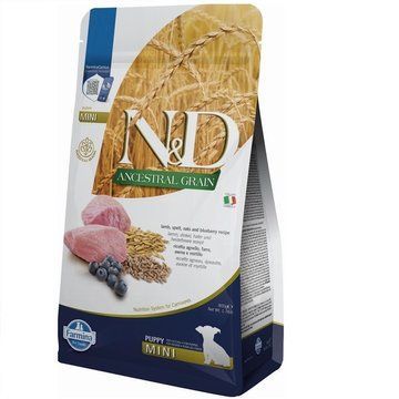 Низькозерновий сухий корм Farmina N&D, для цуценят дрібних порід, ягня з чорницею, 800 г 156372 фото