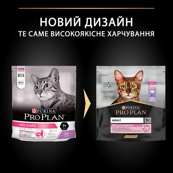 Сухий корм PRO PLAN Adult 1+ Delicate Digestion для дорослих котів з чутливою травною системою, з індичкою, 400 г 7613033568671 фото